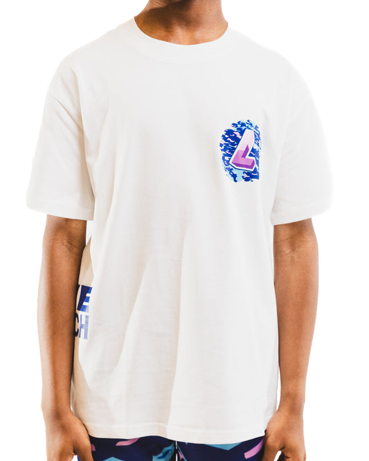 Wave Tech Side Script Tee, White