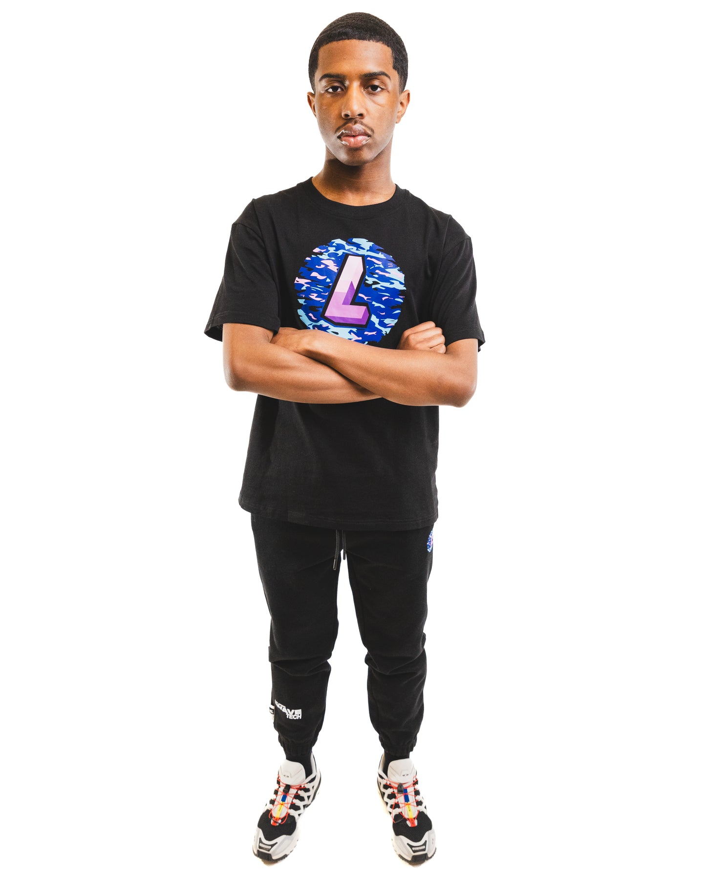 Wave Tech L Block Tee, Black