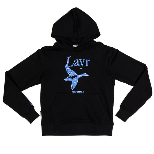 Wave Tech Flying Duck Pullover Hoodie In Black