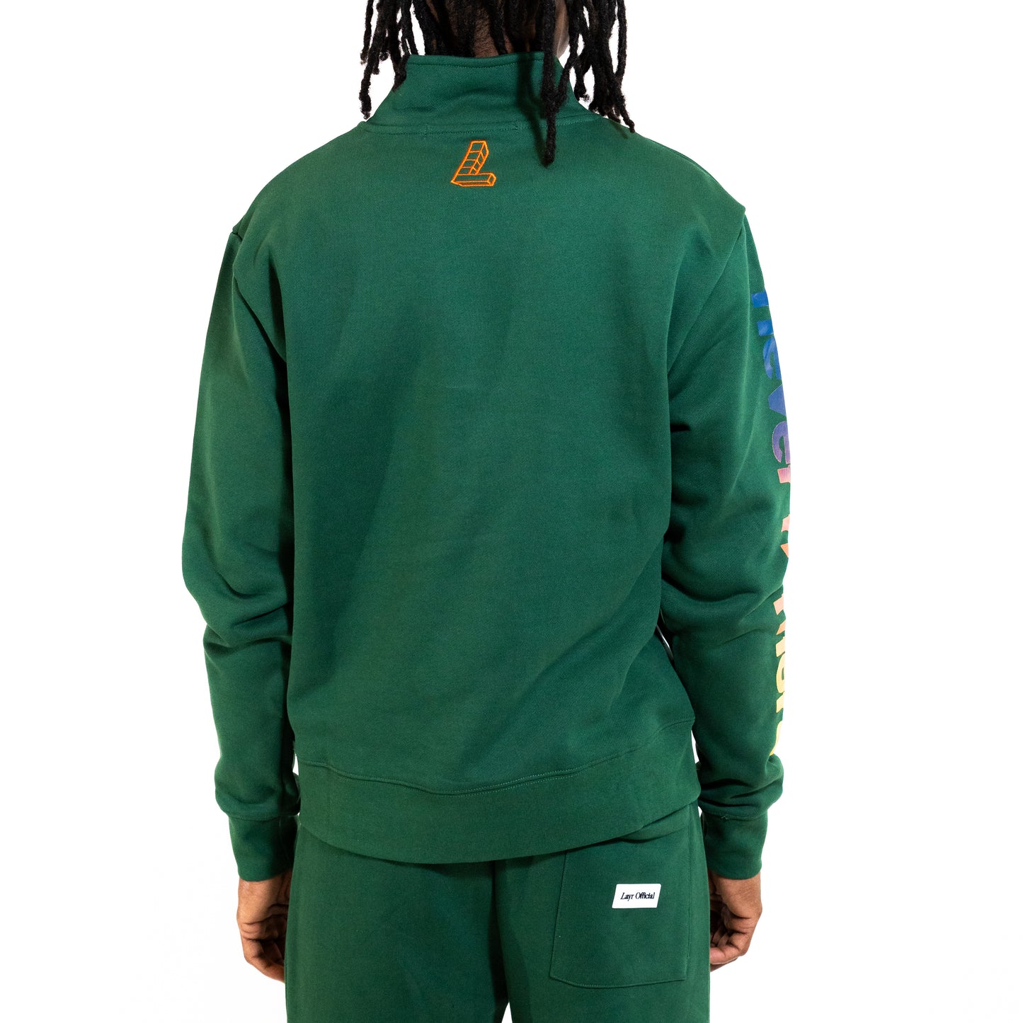 N2M Quarter Zip Crew, Green/Navy-Orange-Yellow - Layr Official