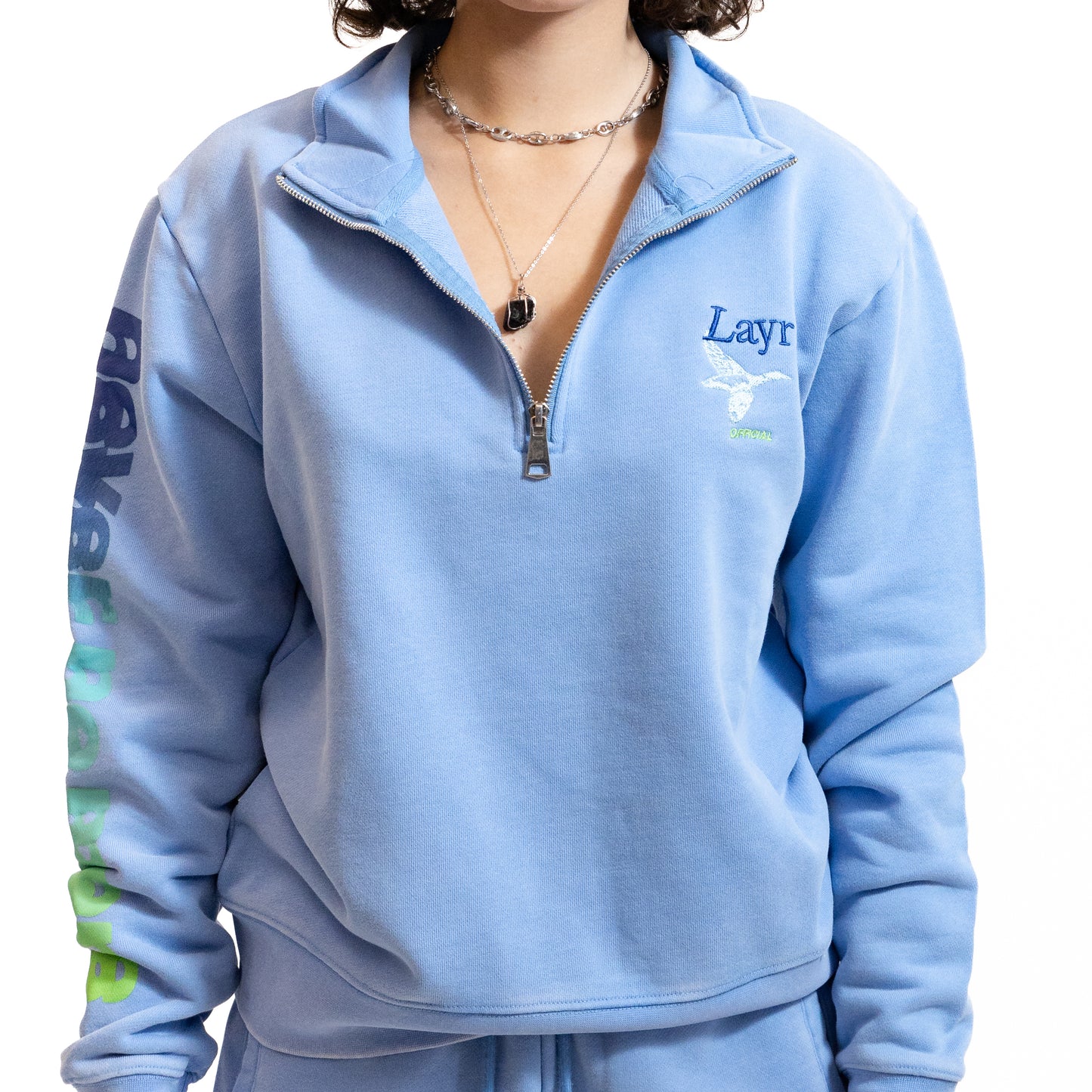N2M Quarter Zip Crew, Acid Blue/Green-Blue - Layr Official