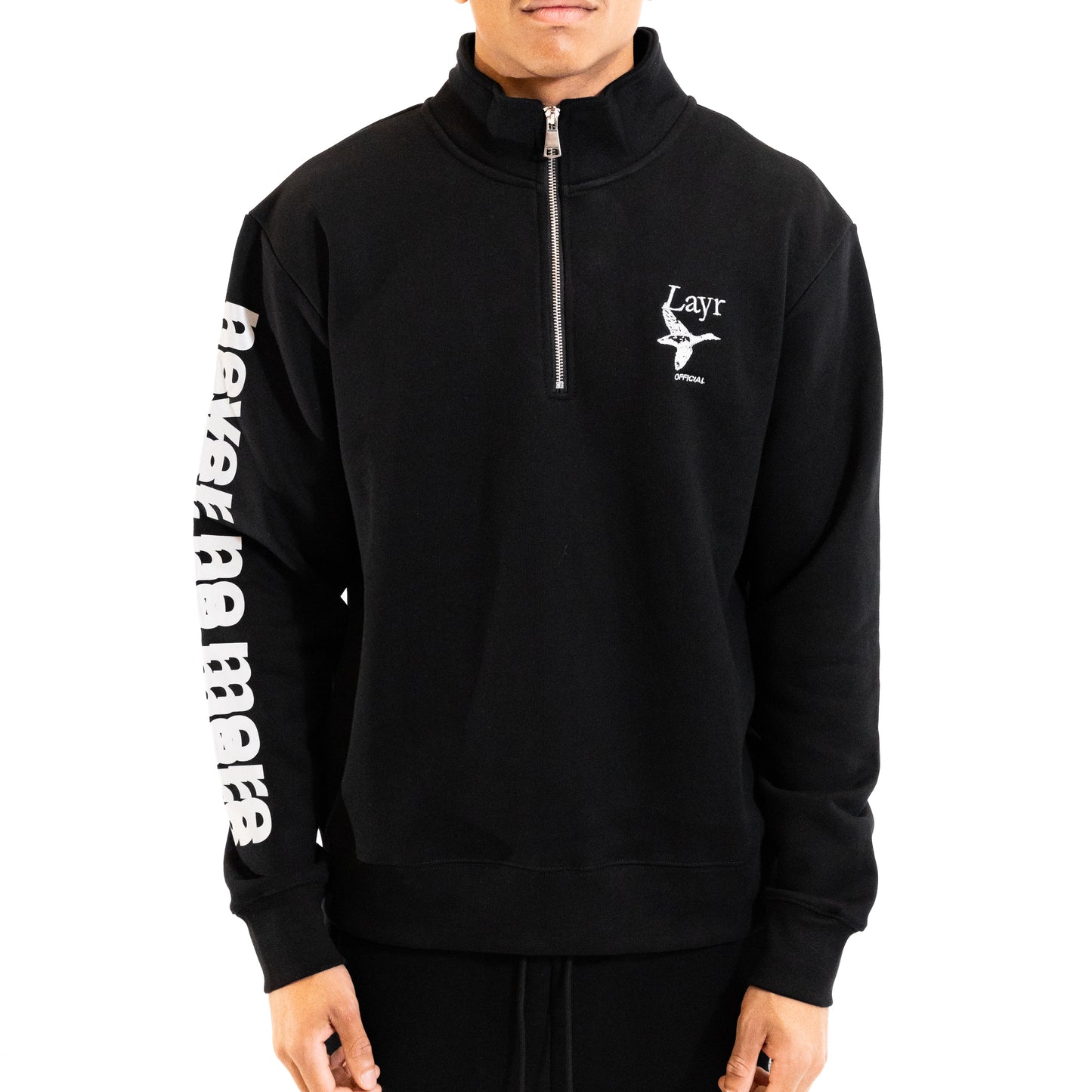 N2M Quarter Zip Crew, Black/Reflective - Layr Official