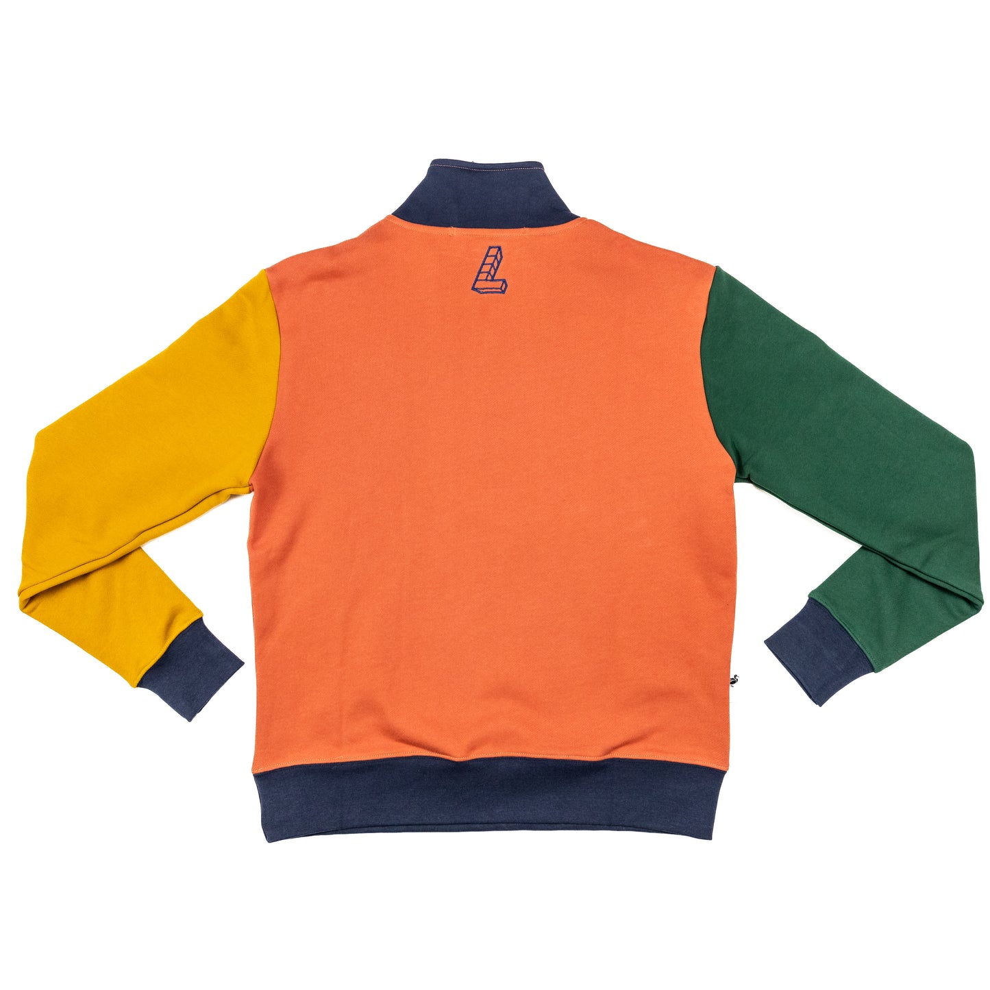 Multi-Panel Quarter Zip Crew, Rust/Mustard-Navy-Green - Layr Official