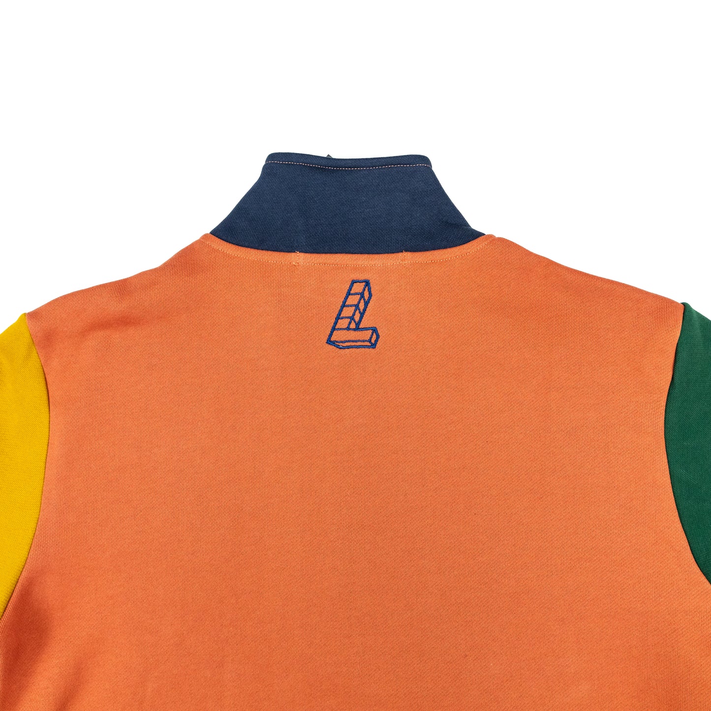 Multi-Panel Quarter Zip Crew, Rust/Mustard-Navy-Green - Layr Official