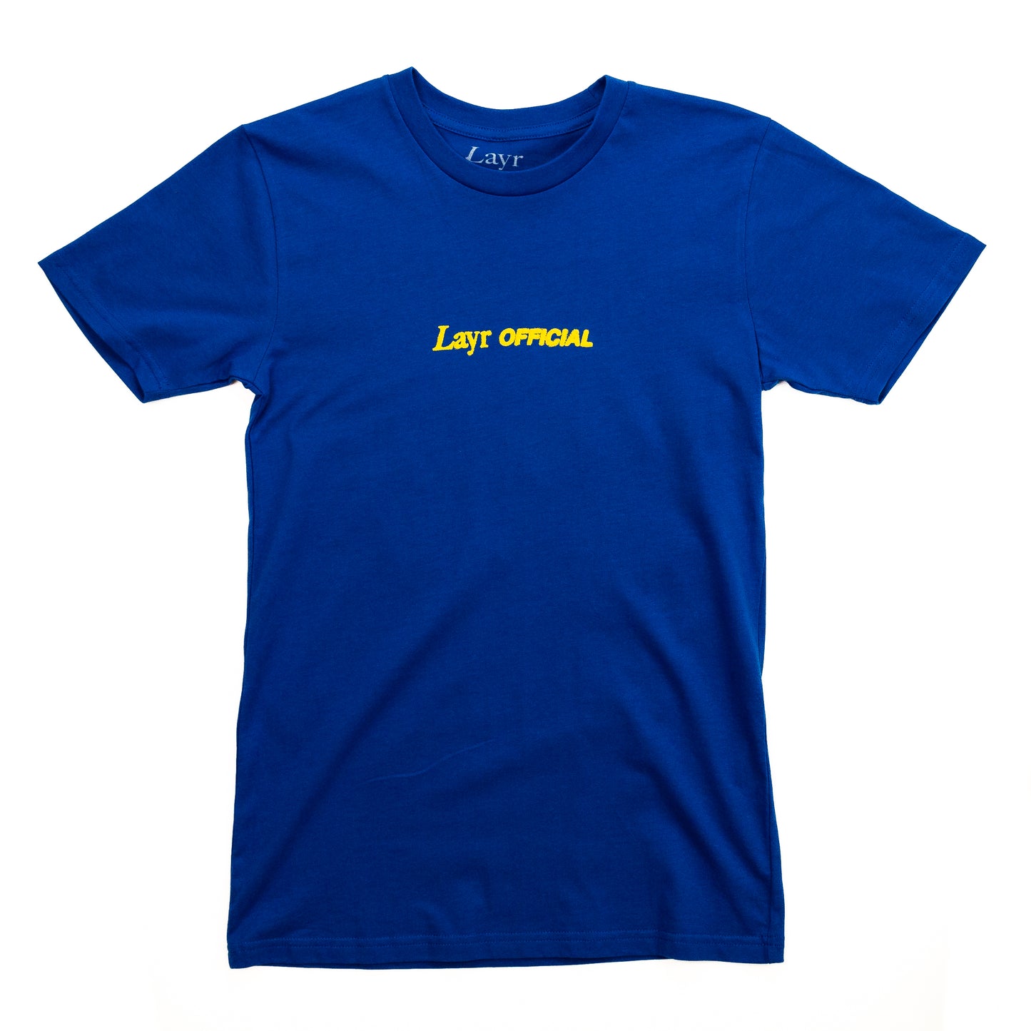 New LO Puff Tee, Royal Blue/Yellow - Layr Official