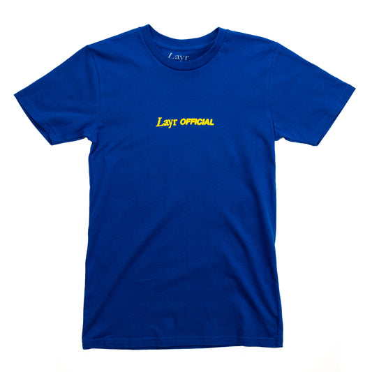 New LO Puff Tee, Royal Blue/Yellow - Layr Official