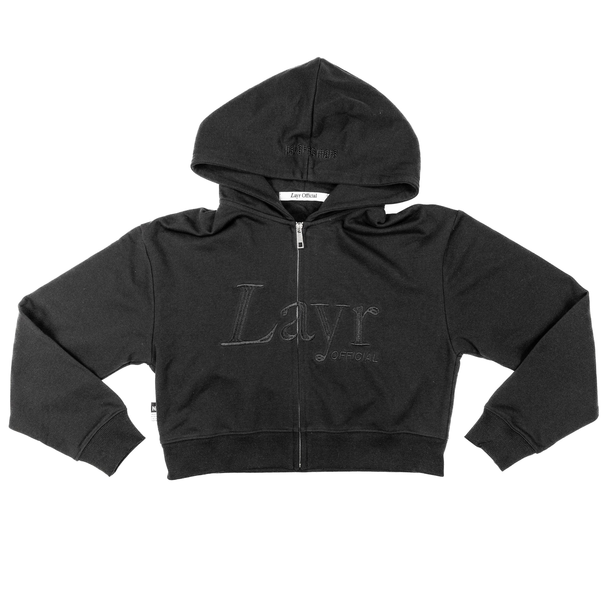 Womens Layr Official Crop Hoodie, Black - Layr Official