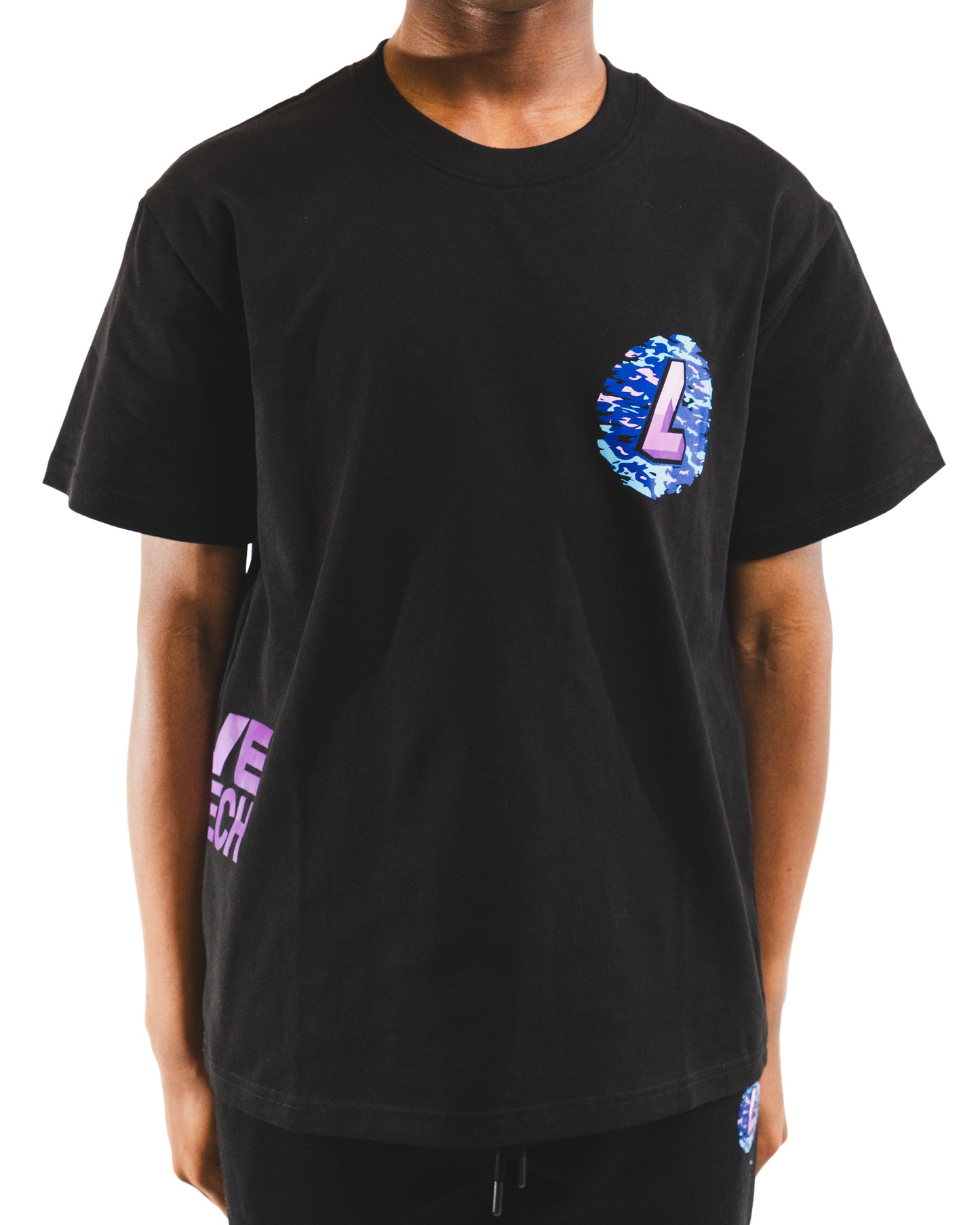 Wave Tech Side Script Tee, Black