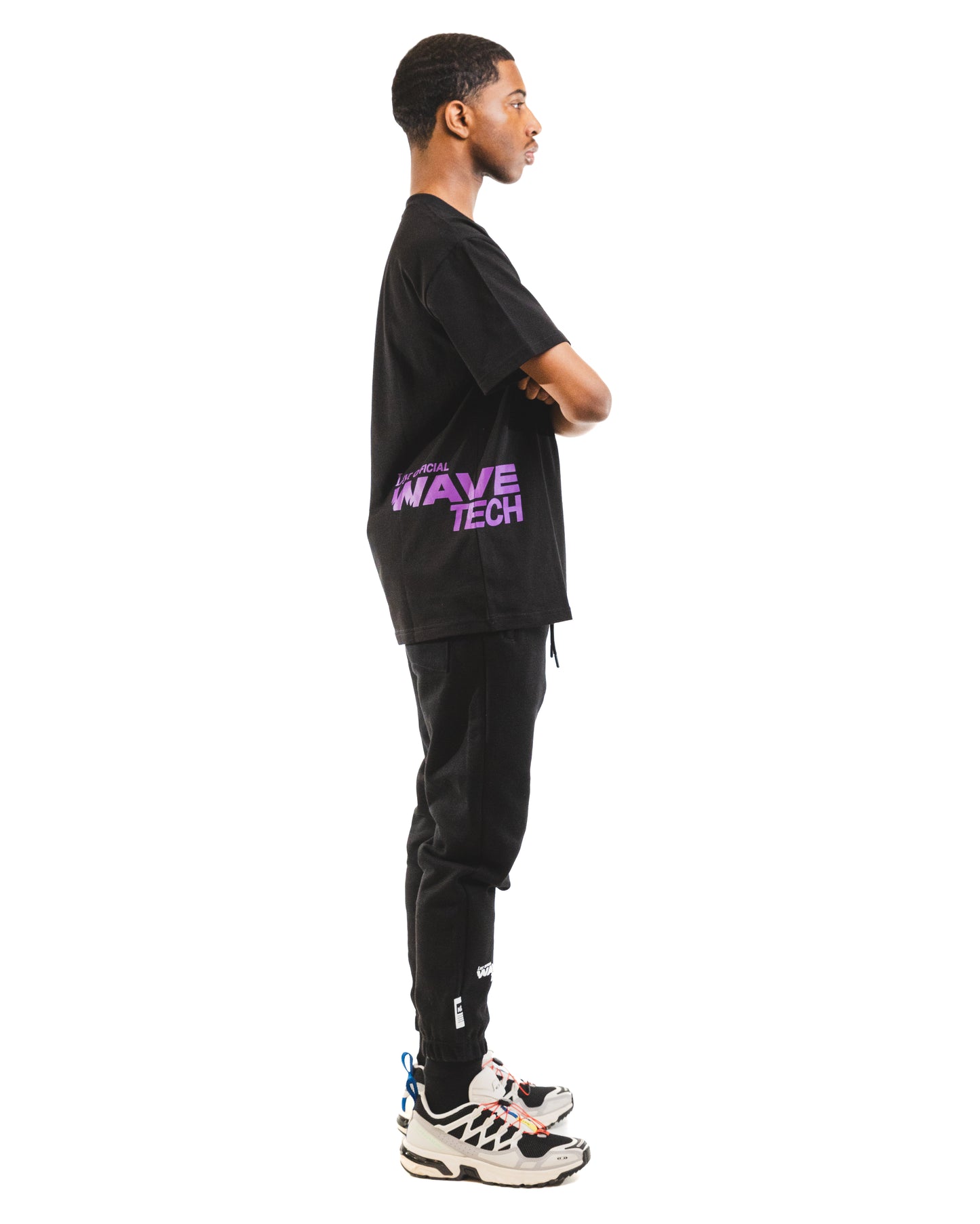 Wave Tech Side Script Tee, Black