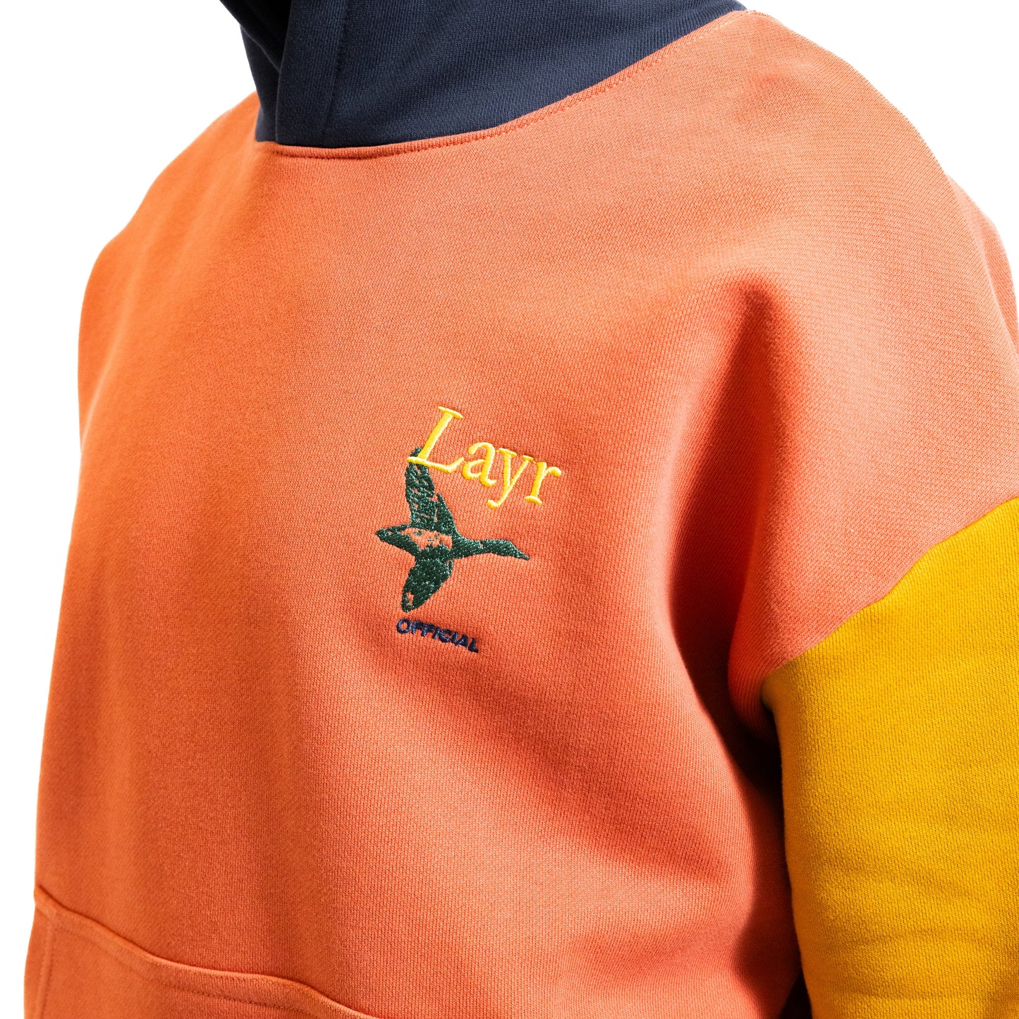 Multi-Panel Hoodie, Rust/Mustard-Navy-Green - Layr Official