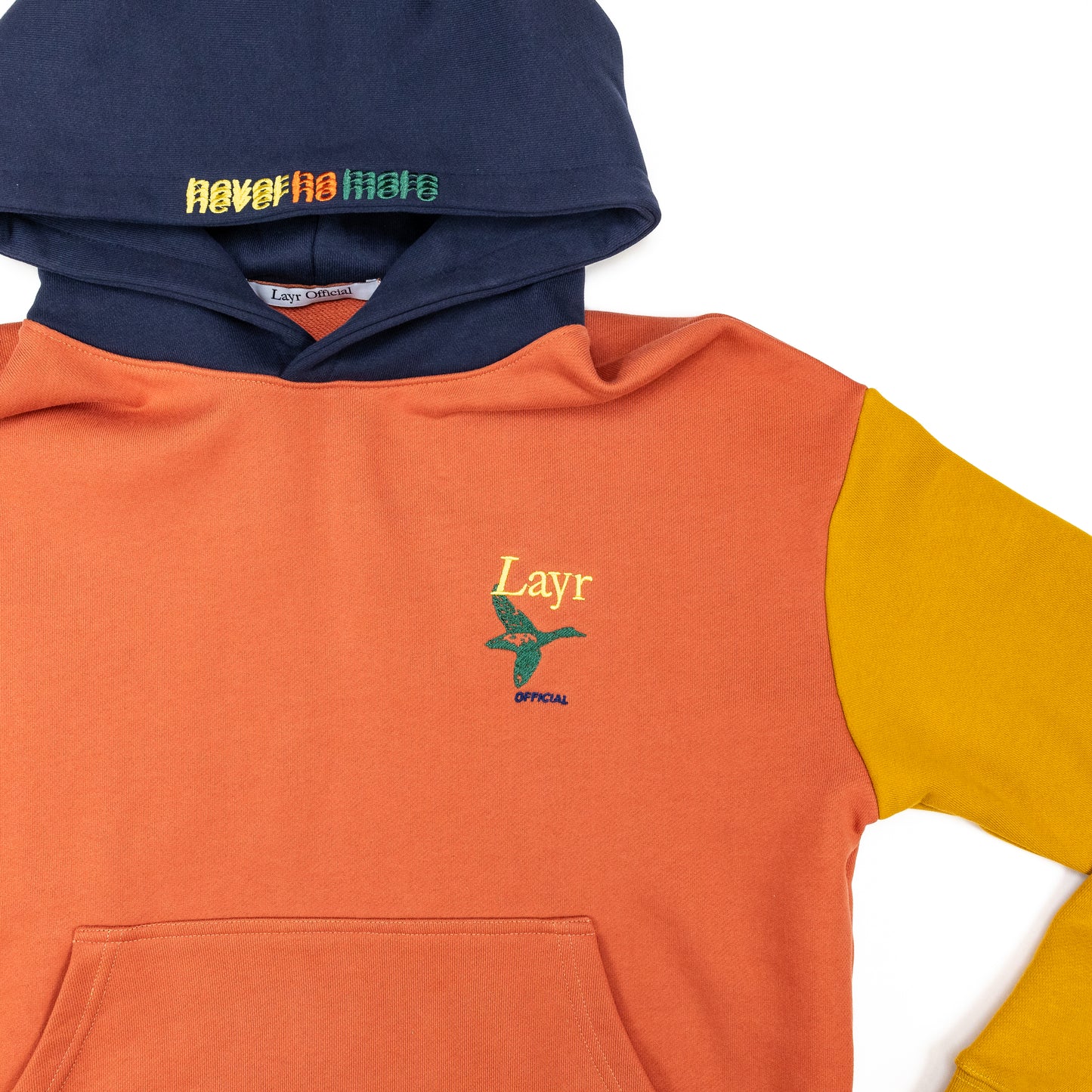 Multi-Panel Hoodie, Rust/Mustard-Navy-Green - Layr Official