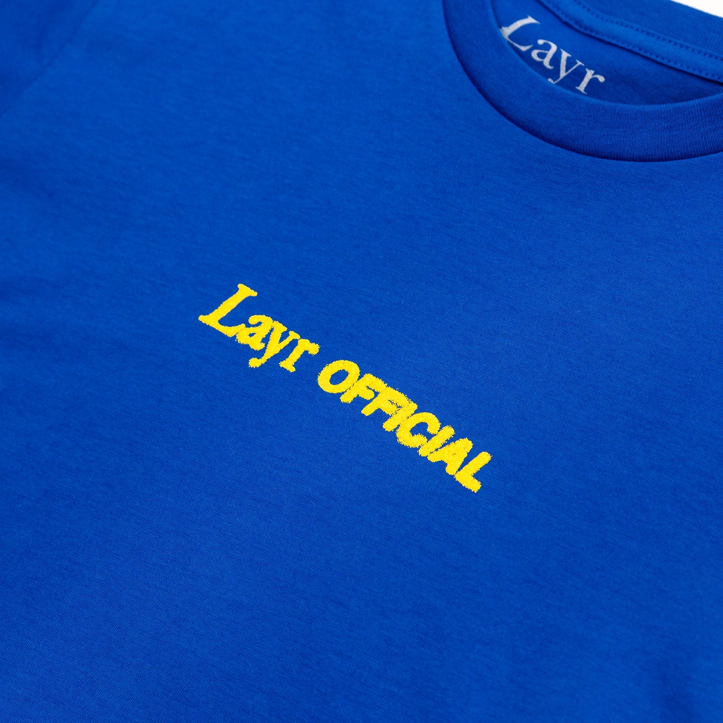New LO Puff Tee, Royal Blue/Yellow - Layr Official