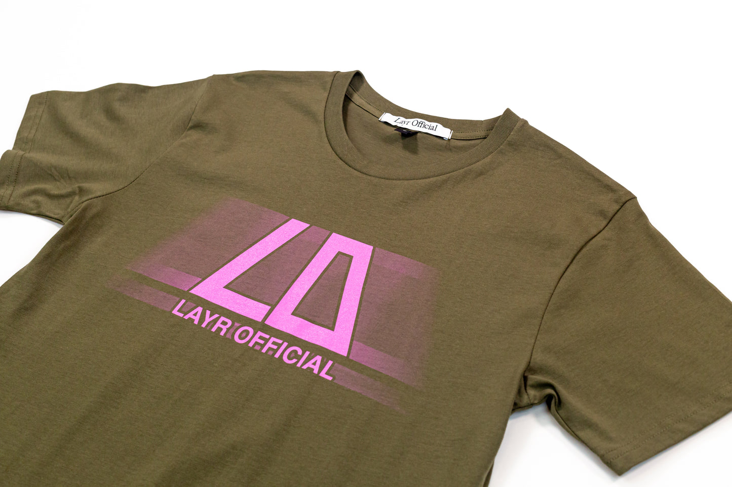 Layr Official Blur Tee, Army/Pink - Layr Official