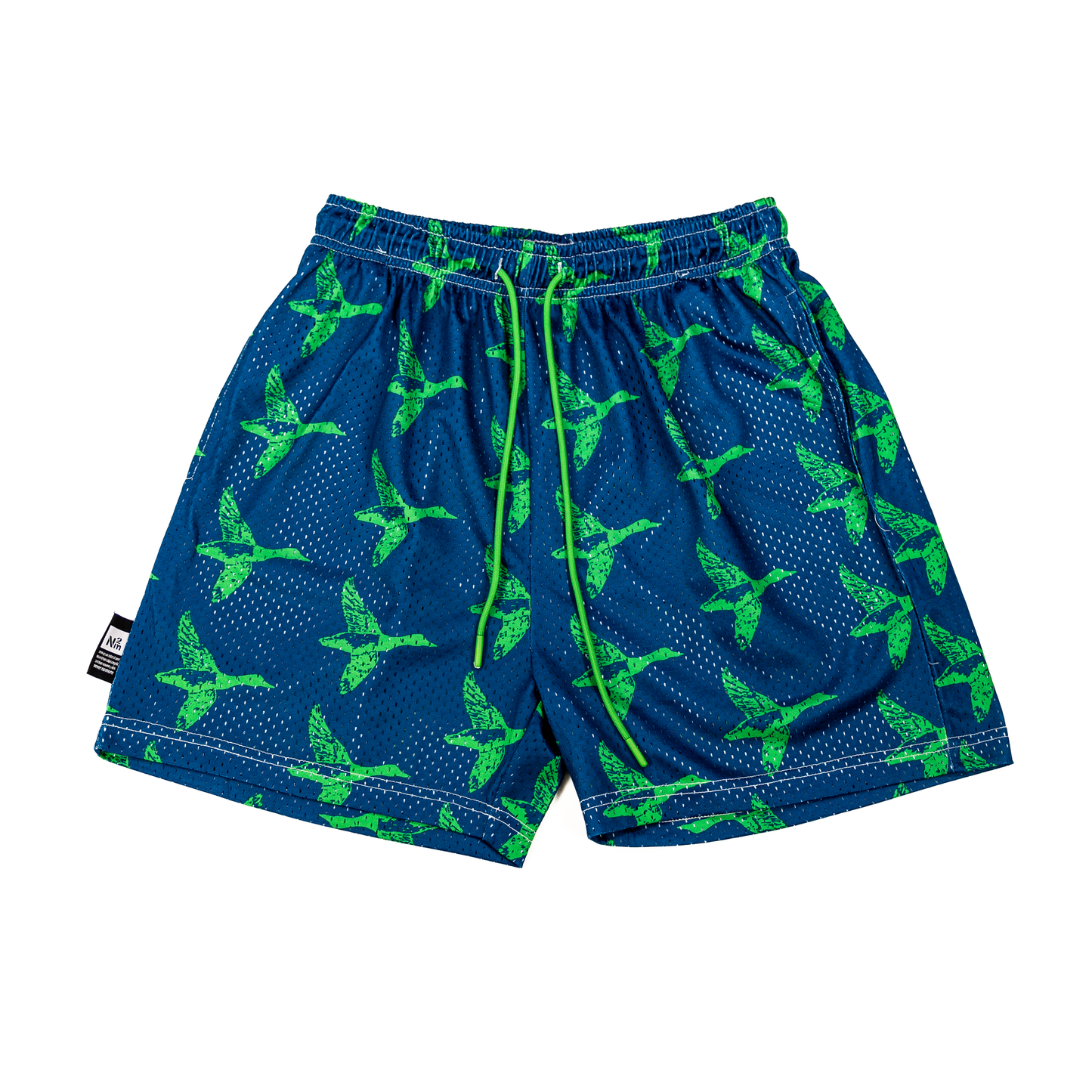 Flying Duck Mesh Shorts, Blue/Green - Layr Official
